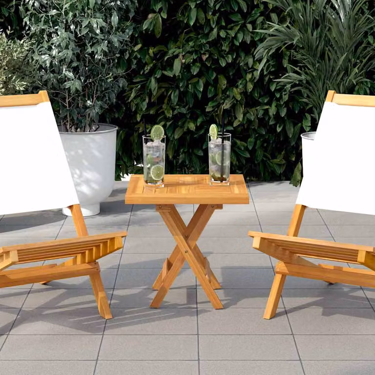 Piano Tavolo Quadrato vidaXL in Legno Massello di Teak Marrone L/P: 40 x 40 cm, H: 2,5 cm
