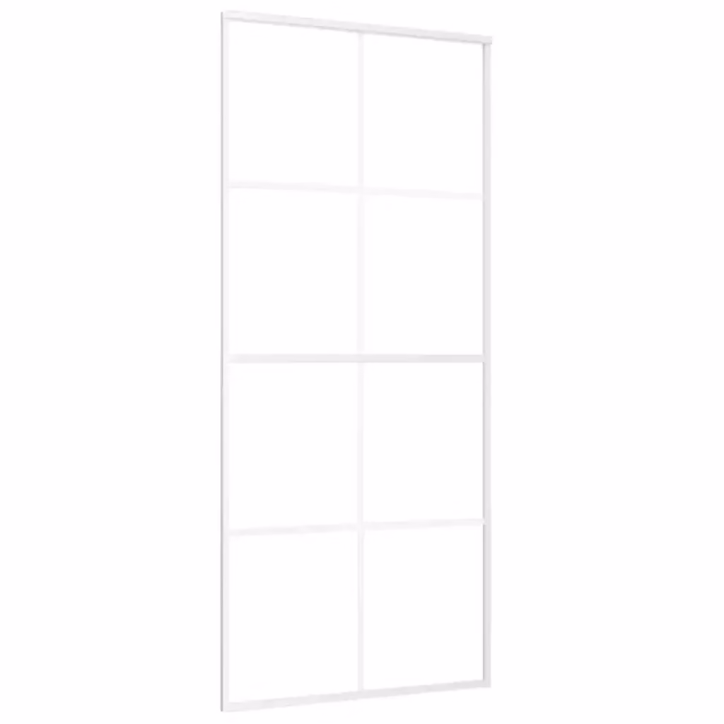 Porta Scorrevole in Vetro e Alluminio vidaXL Bianca L: 90 cm, H: 205 cm – 2