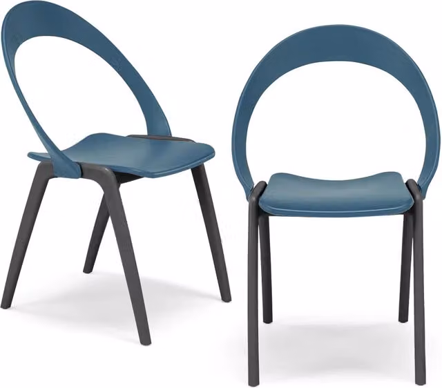 Set di 2 sedie Orchidea Redokasa in tecnopolimero colore Petrolio con gambe Antracite, design moderno impilabile