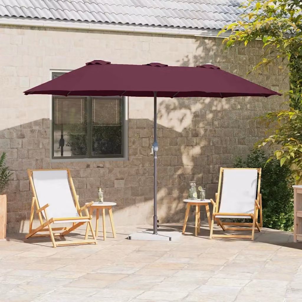 Ombrello da giardino a braccio orientabile DESIGN IN Rosso Bordeaux in poliestere e alluminio L/P/H: 370 x 197 x 239 cm – 2
