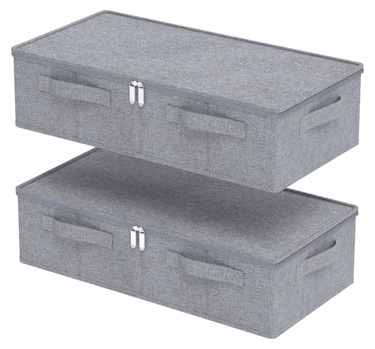 Omgoods - Contenitore portaoggetti sotto il letto con coperchio, 60 x 30 x 15 cm, grigio