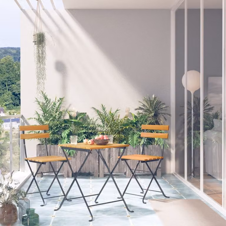 Maison Exclusive - Set da bistrot pieghevole in legno massello di acacia, 3 pezzi