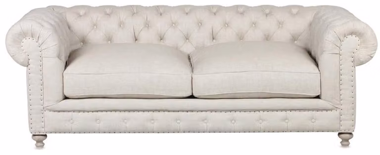 Chesterfield Sofa Couch Polster Leder Couchen Beige Garnitur 3Sitzer