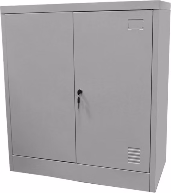 Armadietto Metallico 2 Ante 1 Mensola 80x40x80 cm con Serratura a Chiave in Acciaio Grigio