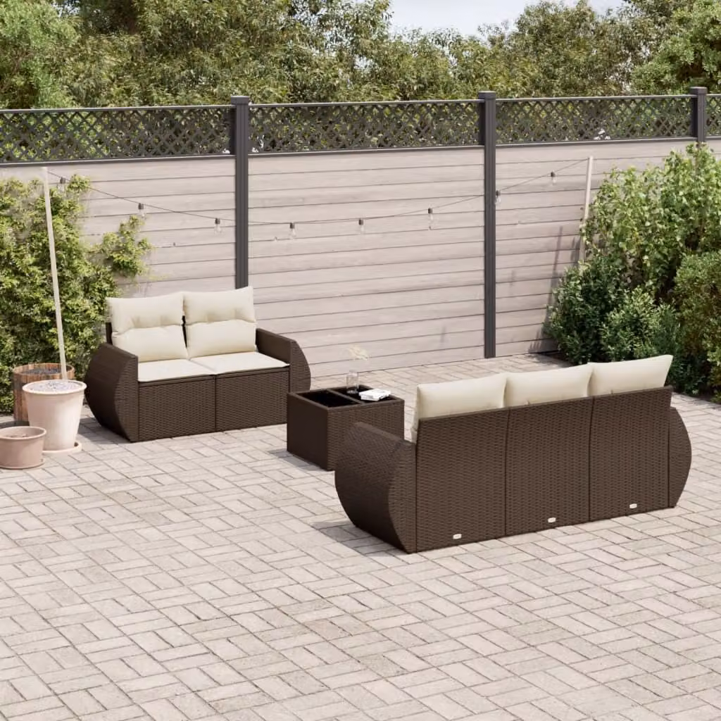 Maison Exclusive - Set Divano da Giardino 6 pz con Cuscini Marrone in Polyrattan