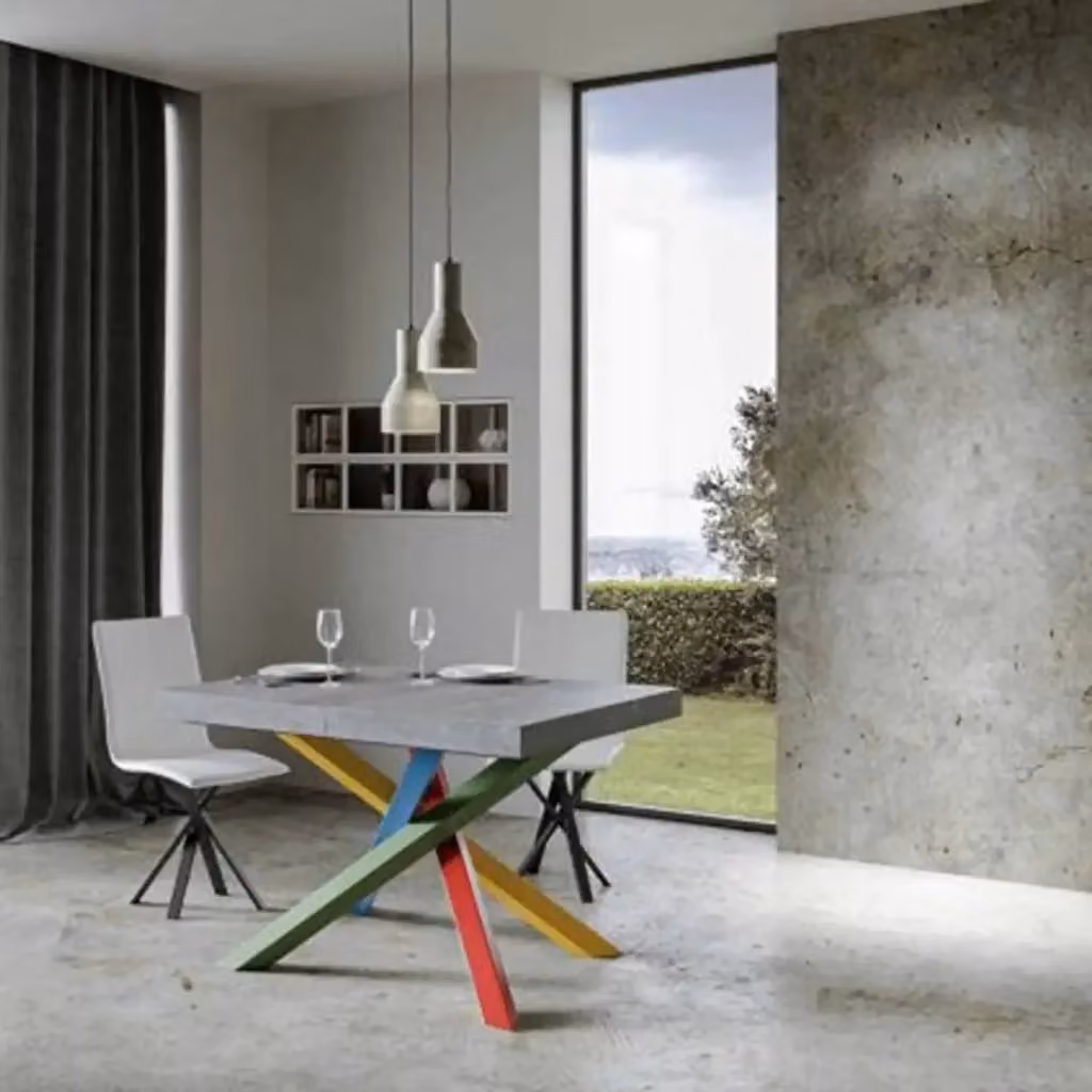 Tavolo allungabile Volantis Premium di Ityhome colore grigio con gambe multicolore L: 140-244 cm, P: 90 cm – 2