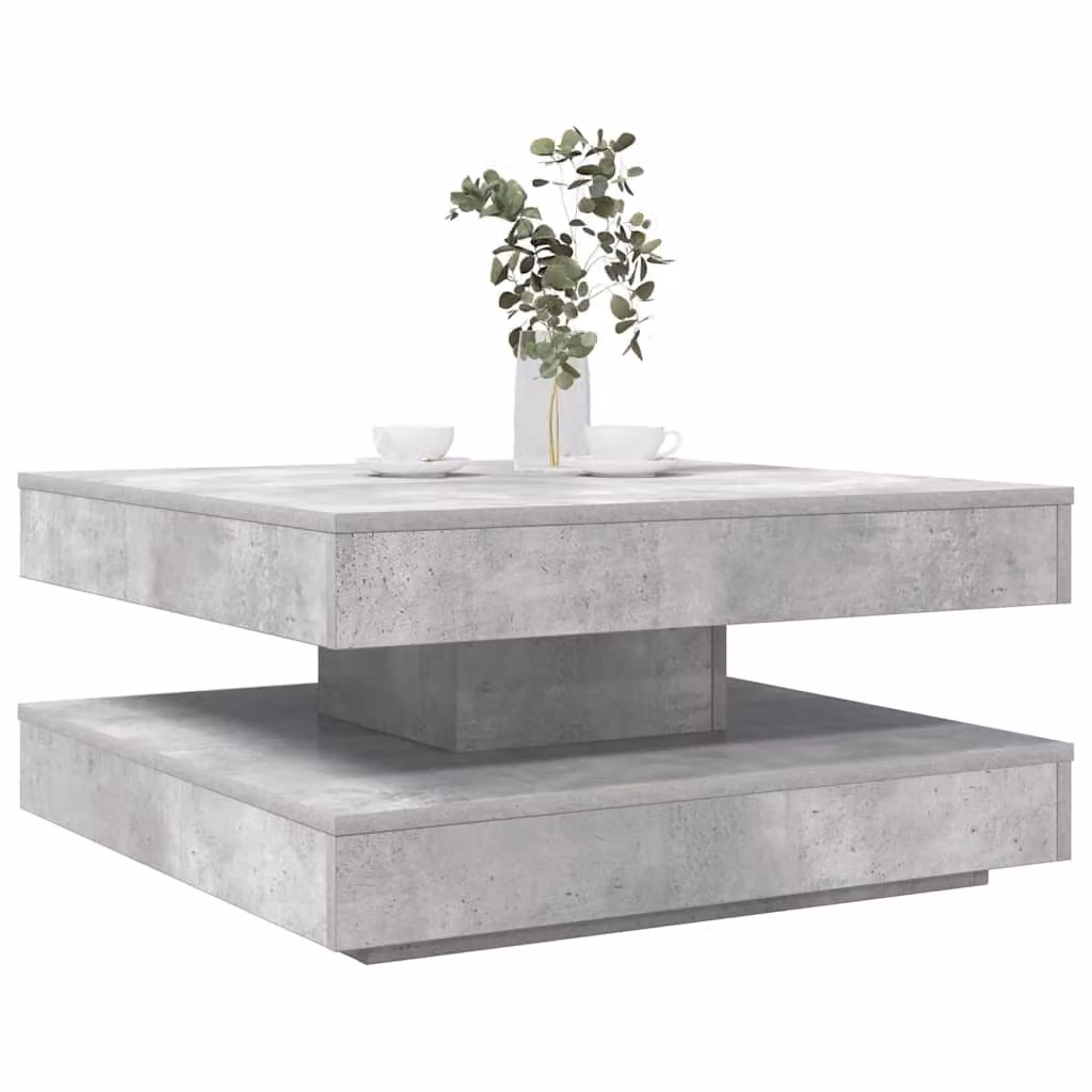 vidaXL Tavolino da Caffè Moderno con Piano Girevole a 360 Gradi Grigio L/P/H: 70 x 70 x 34,5 cm