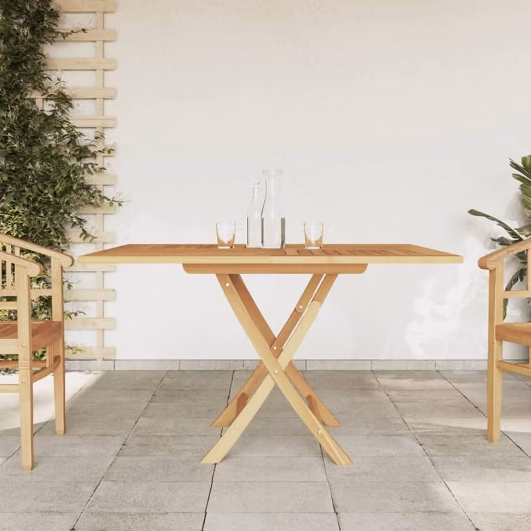 The Living Store Tavolo da giardino pieghevole 120x120x75 cm in legno massiccio teak