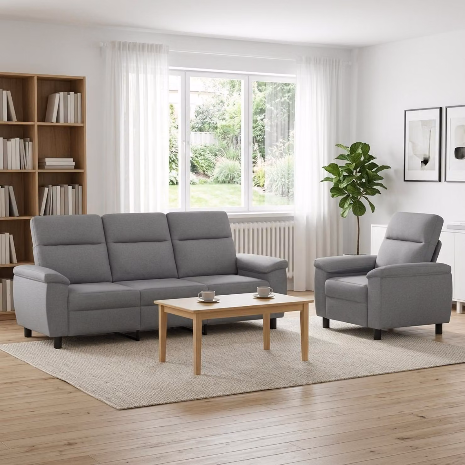 Set di 2 divani moderni vidaXL in tessuto grigio con struttura in metallo per il tuo soggiorno