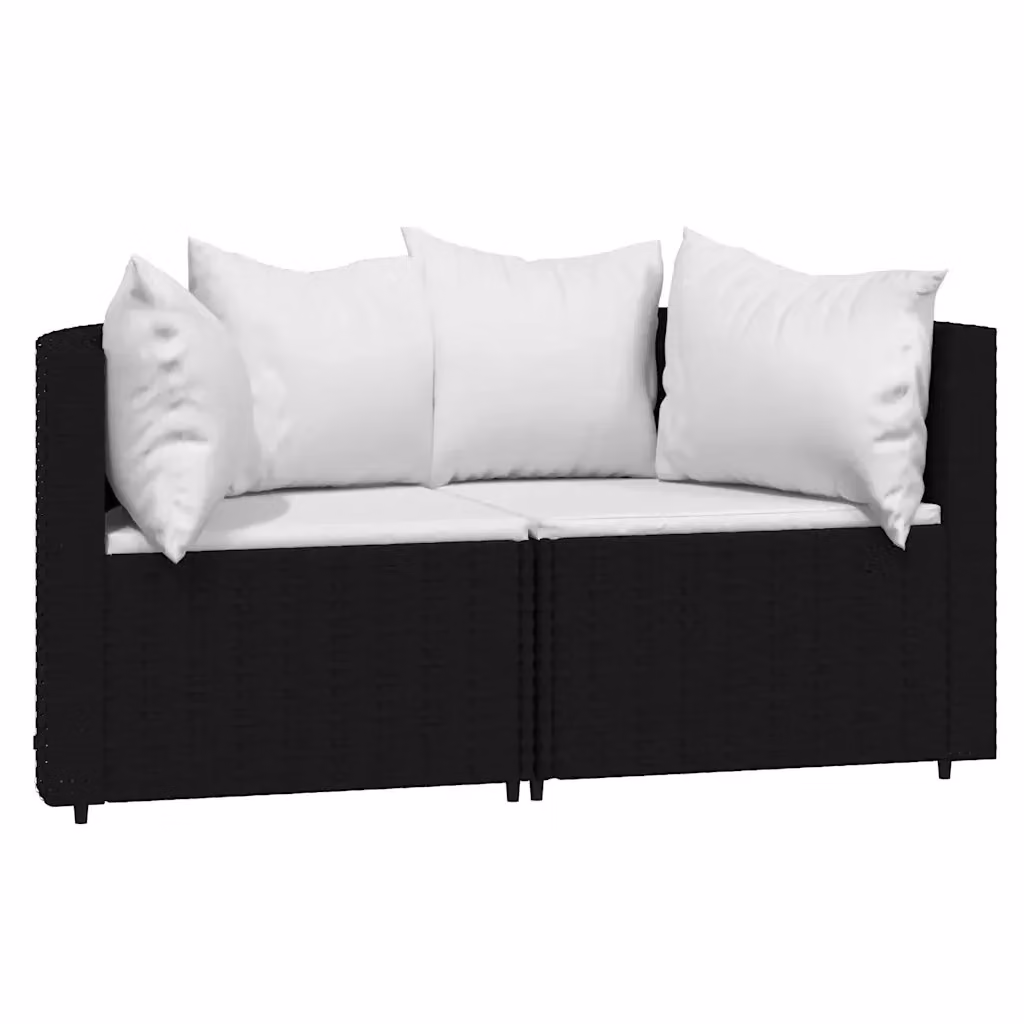 Divano Angolare da Giardino vidaXL con Cuscini, Design Moderno a L, Colore Bianco e Nero – 2