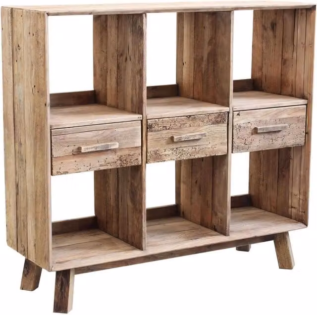 Libreria con 6 ripiani in Pino riciclato cm 120x40x110 - PINE