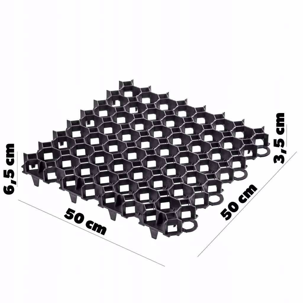 Griglia di protezione per prato KADAX Geogrid nera in plastica, confezione da 24 pezzi, L/P/H: 50 x 50 x 3,5 cm – 2