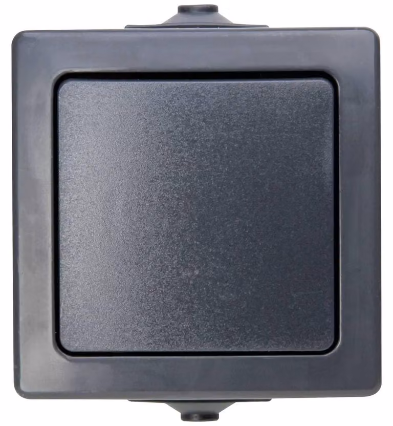 Interruttore a due vie da incasso, grado di protezione IP44, 250V/10A, colore antracite