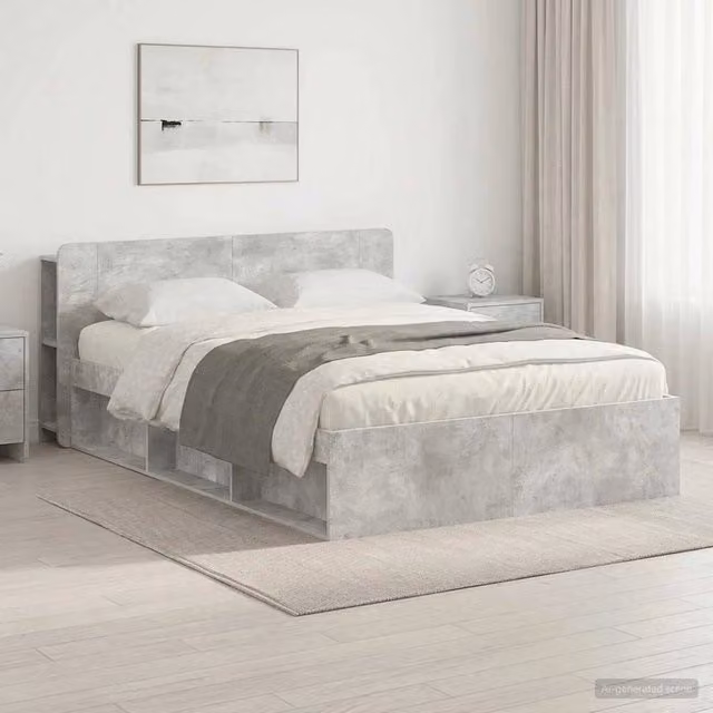 Telaio del letto con storage Grigio Cemento 140 x 200 cm 3433385