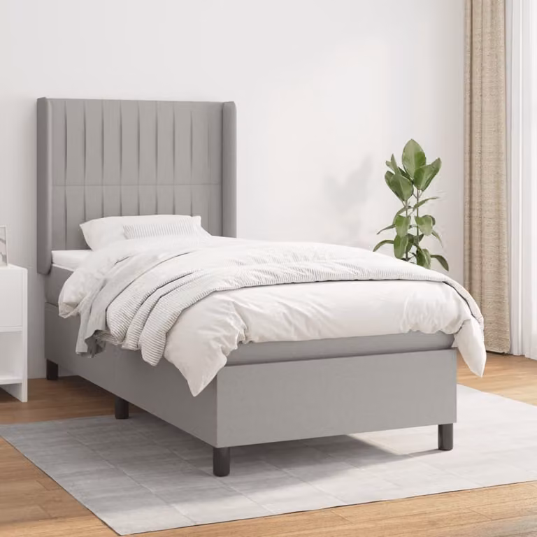 Maison Exclusive - Giroletto a Molle con Materasso Grigio Chiaro 90x190 cm Tessuto