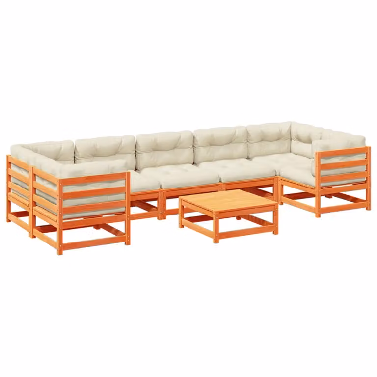 Maison Exclusive - Set Divani Giardino 8 pz con Cuscini Marrone Cera Massello Pino