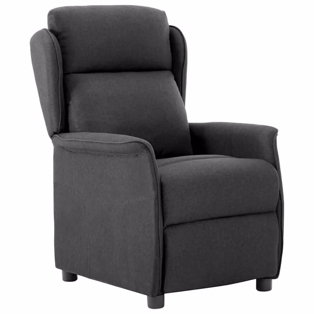 Poltrona reclinabile relax vidaXL in tessuto grigio con braccioli e leva manuale