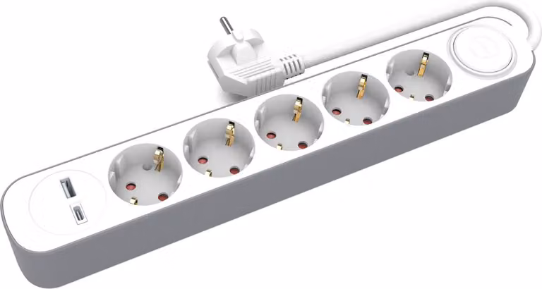 Presa multipla 5x prese Schuko 5m USB-A USB-C con interruttore Plastrol
