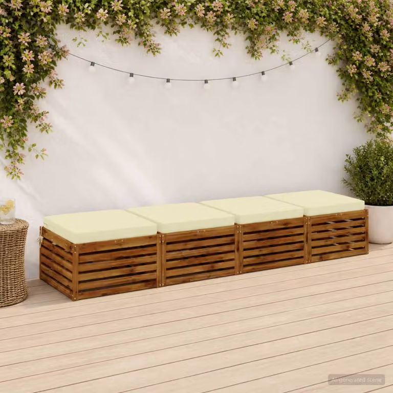 Set di 4 cuscini per sedia vidaXL in poliestere beige con rivestimento lavabile e resistente ai raggi UV
