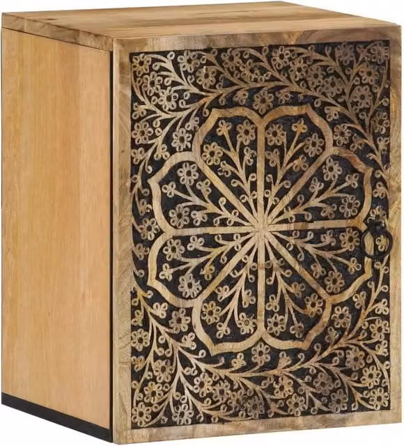 Armadietto da parete per bagno 38 x 33 x 48 cm con ampio spazio di archiviazione in stile retrò in legno massello di mango 02_0047287