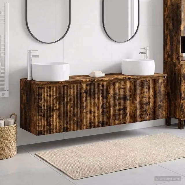 Set di Armadi da Bagno 3 pz Rovere Fumo 49,5 x 44,5 x 66 cm 3405712