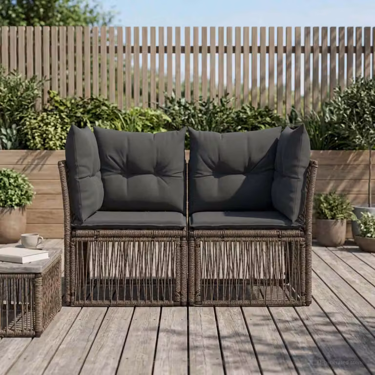 Divano da giardino a 2 posti vidaXL in rattan grigio con struttura in metallo e plastica