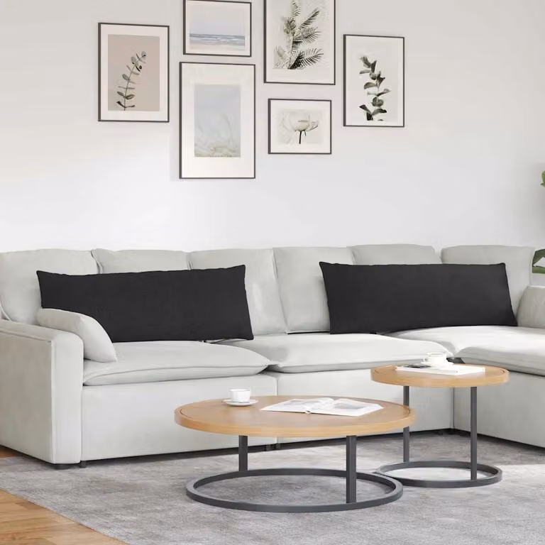 Set di 2 cuscini da divano vidaXL in tessuto nero con fodera rimovibile, L 120 cm x P 40 cm x H 40 cm