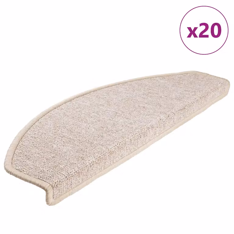 Set di 20 tappetini per scale semicircolari vidaXL, colore tortora, antiscivolo e fonoassorbenti, L: 65 cm, P: 24 cm, H: 4 cm