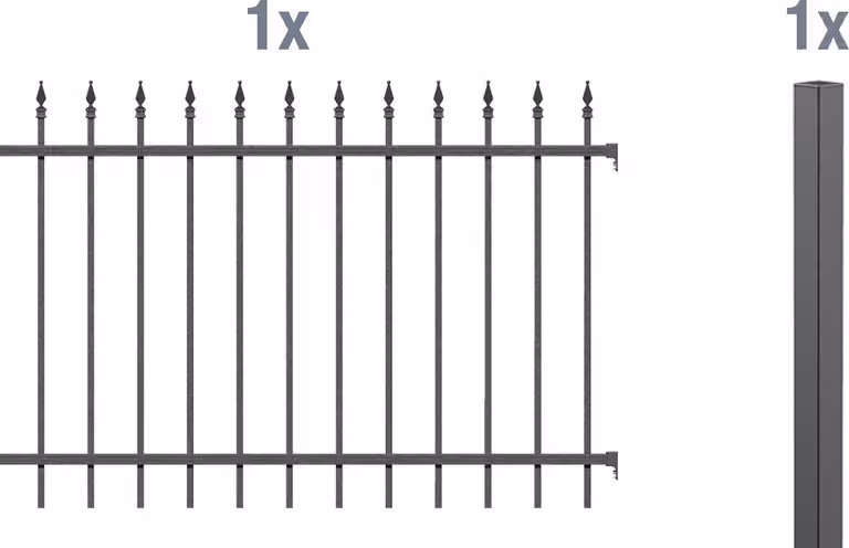 Alberts 510374 Set di prolunghe per recinzione Chaussee, per la posa nel calcestruzzo, antracite, altezza 120 cm, lunghezza 2 m