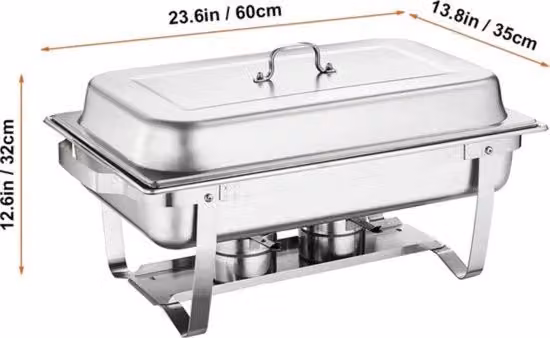 Scheda da Buffet e Scheda da Servire - Ciotola da Chafing e Ciotola da Servizio - Capacità 8L - Set a 2 pezzi