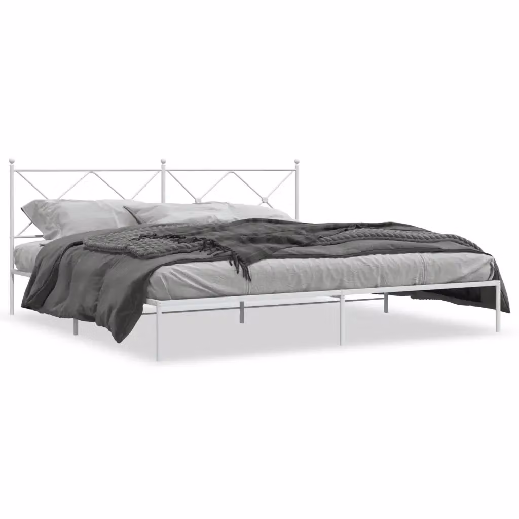 Giroletto con testiera in metallo bianco vidaXL L: 193 cm, P: 203 cm, H: 90,5 cm – 2
