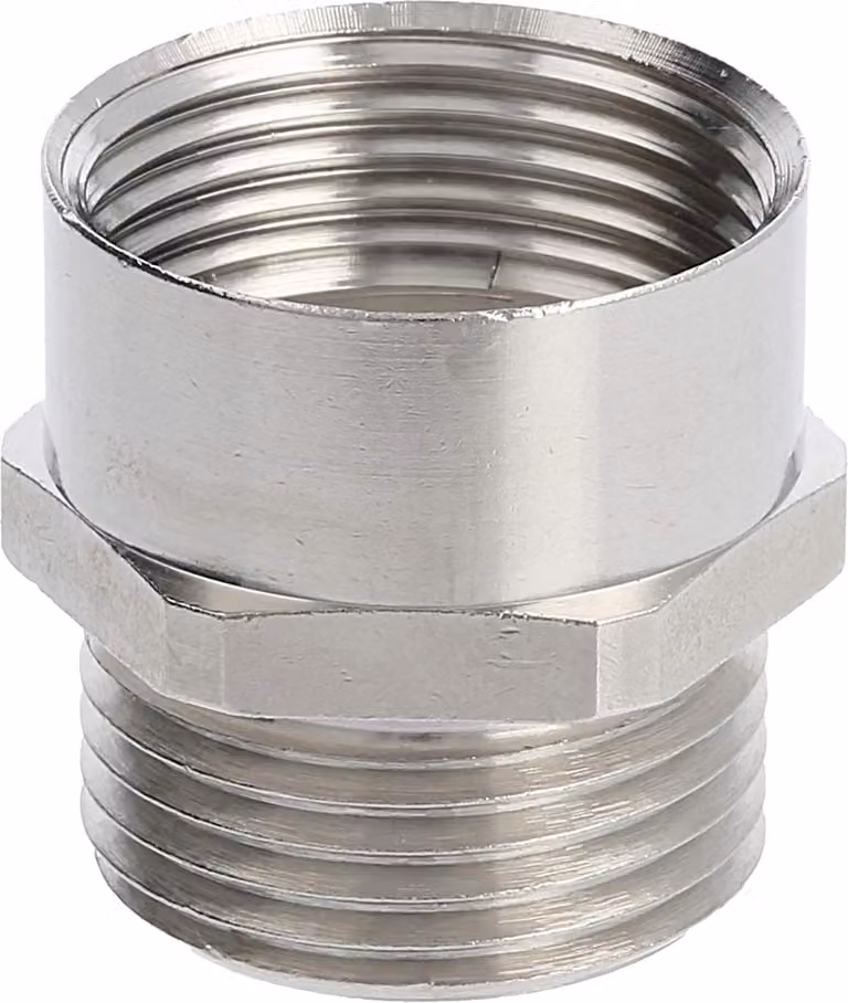 WISKA Adattatore intermedio M/PG da M20x1,5 a PG13,5x1,41 MMP-M/PG esagonale in ottone (CuZn) nichelato
