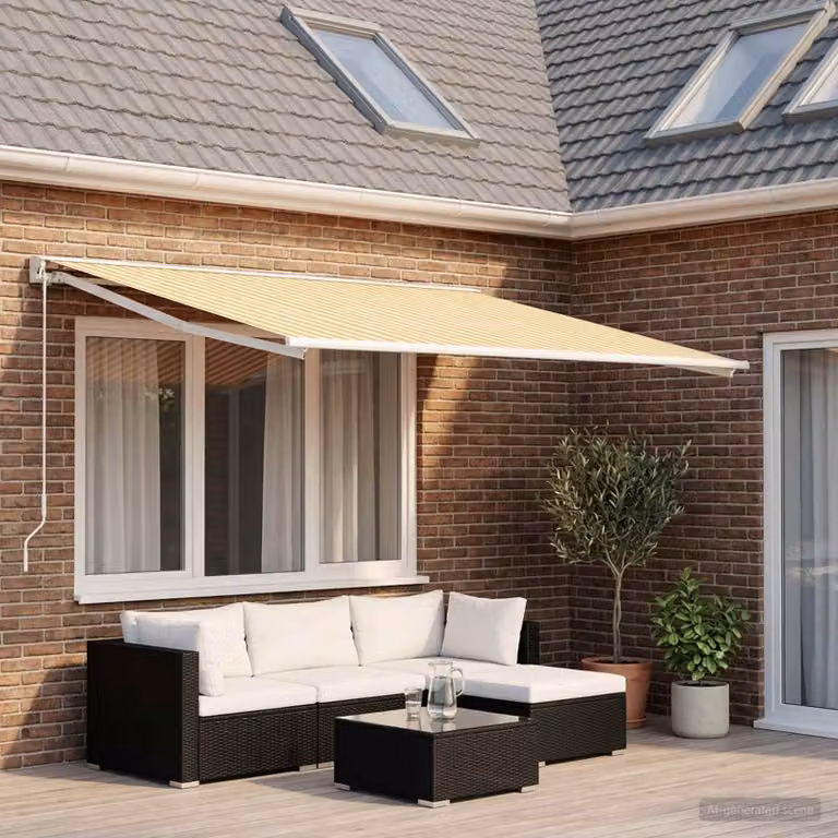 Telo di ricambio per tenda da sole vidaXL in poliestere, Giallo e Bianco, L: 600 cm x P: 300 cm