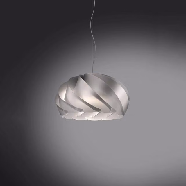 Lampada a sospensione moderna Polilux Linea Zero Half Globe in metallo cromo argento e plastica bianca, attacco E27, diametro: 42 cm – 1