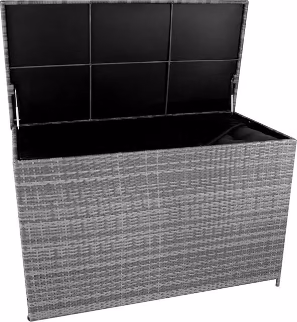 Box Contenitore Rattan Giardino 996L Grigio Baule Grande con Rivestimento