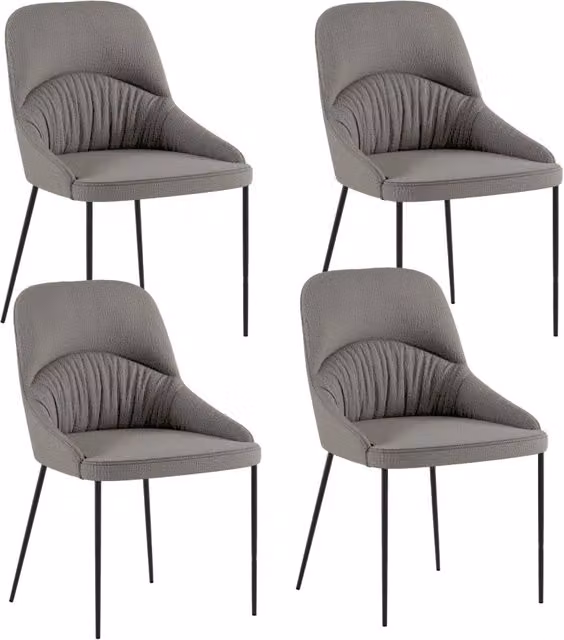 Set 4 Sedie Ginevra 54x63x89 cm in Tessuto Easy-Clean Grigio Chiaro