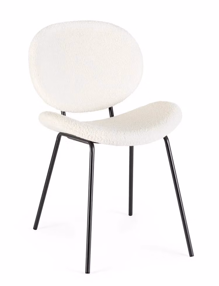 Set di 2 sedie MADDIE in tessuto bianco e base acciaio nero