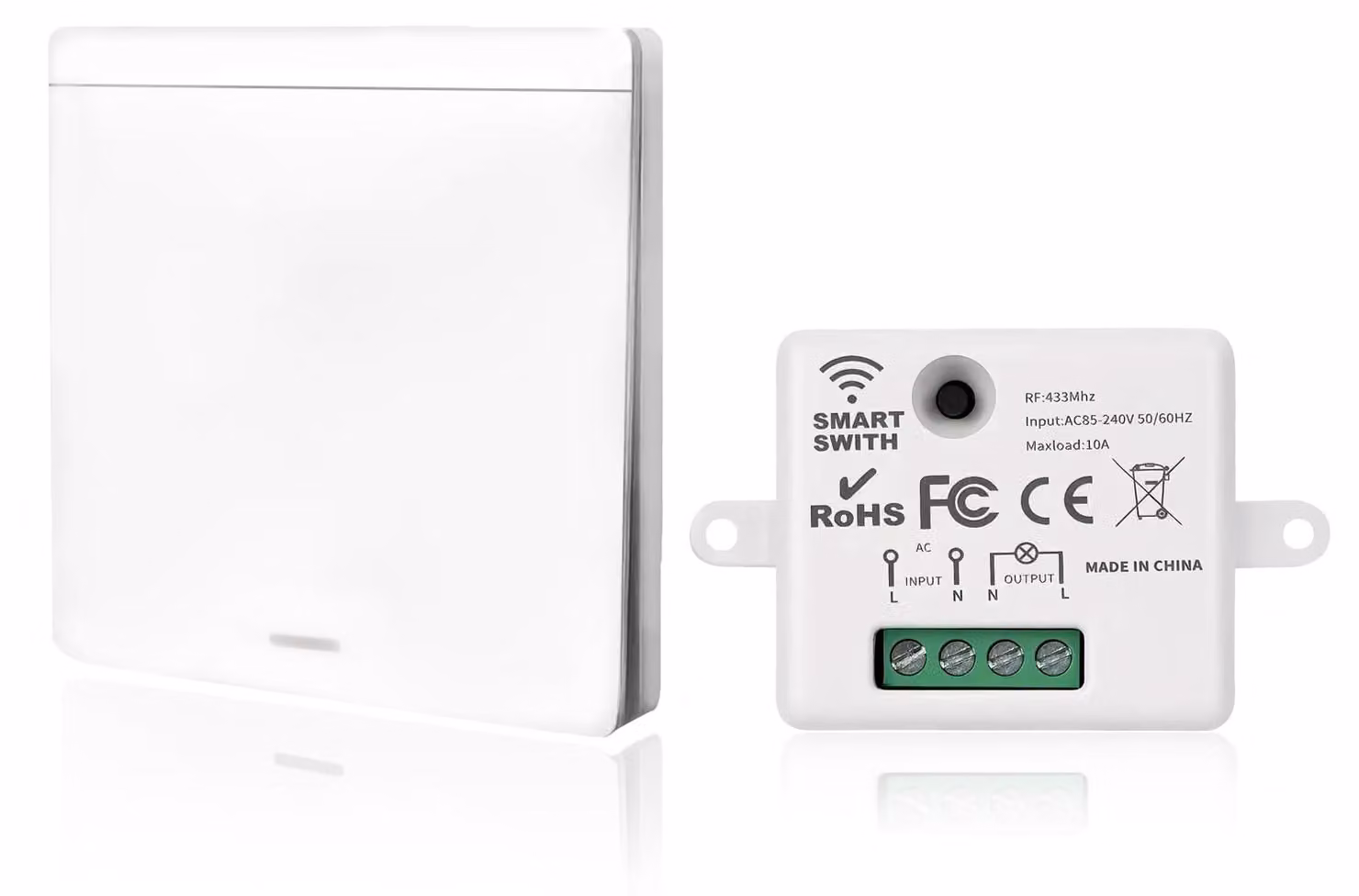 Interruttore luci wireless, frequenza 433 MHz, 10 A, 240 V, con telecomando con portata fino a 50 metri