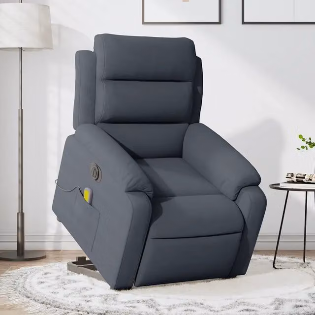 vidaXL Poltrona Alzapersona con Massaggio Elettrico in Velluto Grigio per Senior