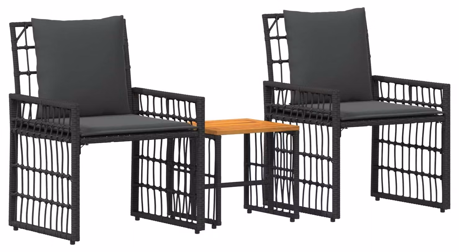 Set di Mobili da Esterno 3 pcs Nero e Grigio scuro