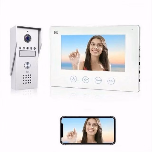 Kit Videocitofono Wifi Monofamiliare Smart Trade Shop con Monitor da 7 pollici Wireless 2 Fili Modello Sd-b17