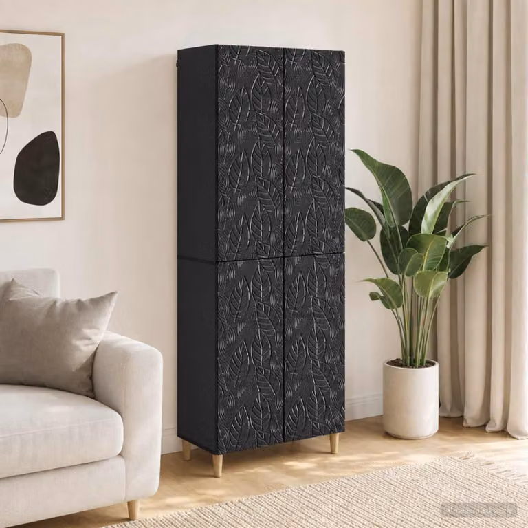 Set di 2 armadi moderni vidaXL in legno ingegnerizzato nero opaco con ripiani interni e ante a battente L/P/H: 90 x 34,5 x 66 cm