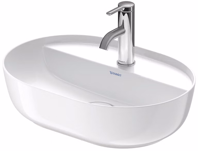 Duravit Luv vasque à poser 50x35cm, sans trop-plein, avec plage de robinetterie, 1 trou pour robinetterie, rectifié, 0380500000, 0380500000