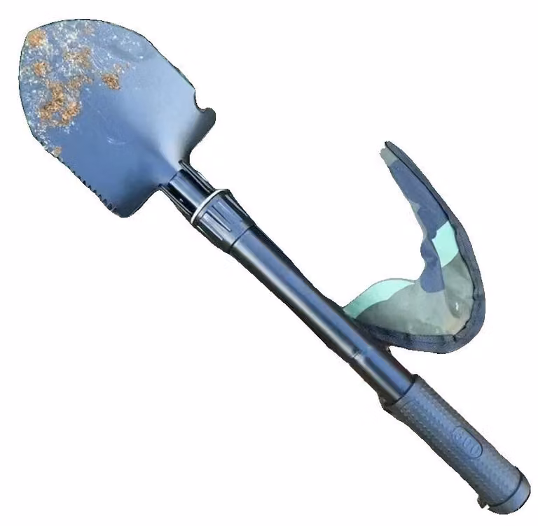 Pala da campeggio pieghevole, in acciaio legato, lunghezza totale 41,5 cm, lunghezza in posizione piegata 16 cm, strumento multifunzione versatile, design leggero