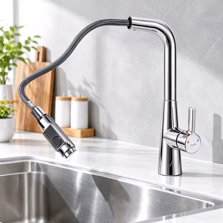 Miscelatore da cucina estraibile con doccetta, 2 getti, tubo da 80 cm