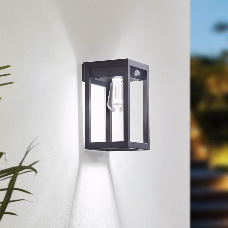 Lampada da parete solare a LED Lindby Smart Enea, sensore, CCT, RGB, Tuya Enea Lindby, dimmerabile, Nero, Plastica, Moderno