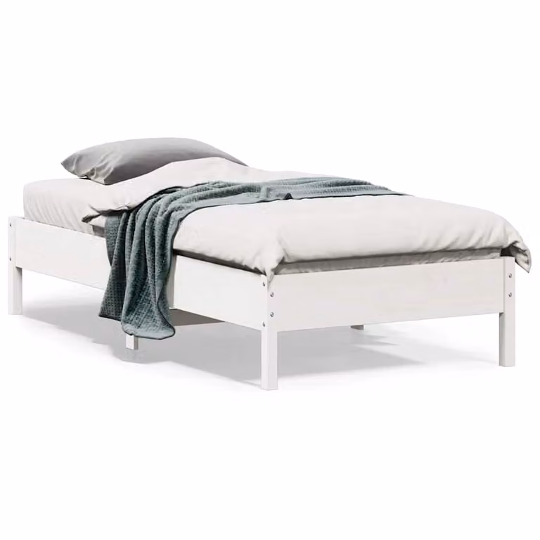 Letto in legno massello di pino bianco vidaXL con doghe piatte senza materasso L: 195.5 cm, P: 80.5 cm, H: 36.5 cm