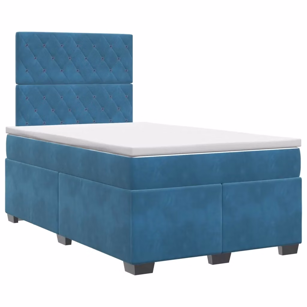 Letto box spring con materasso vidaXL in velluto blu e bianco con base a sollevamento L/P: 120 x 200 cm – 2