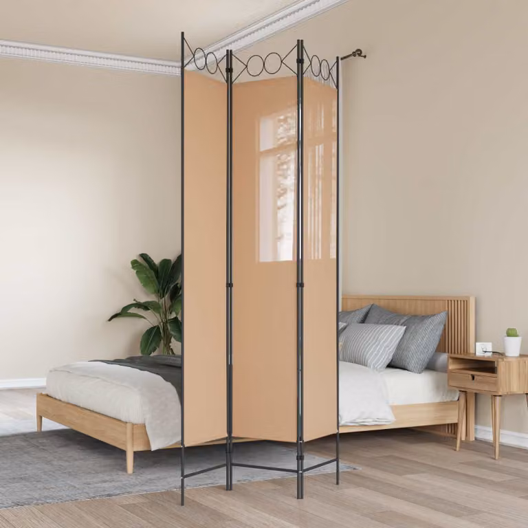 Paravento a 3 pannelli vidaXL in tessuto beige, L: 120 cm, H: 220 cm