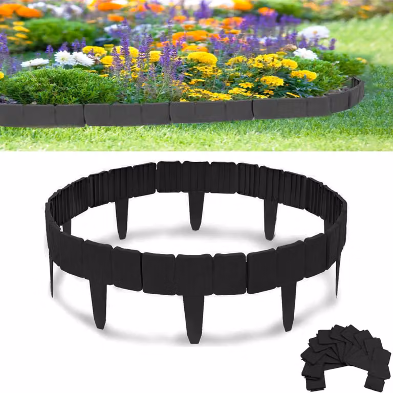 Elzusha - Bordatura flessibile per giardino, 15 metri, effetto pietra